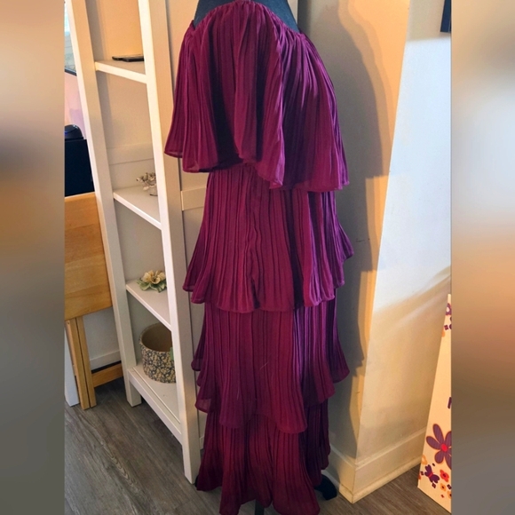 Lulu's Off-Shoulder Layered Burgundy Dress - Picture 4 of 5